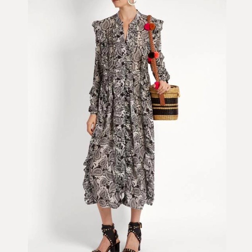 Dodo Bar Or Silk Paisley MIdi Dress, Size 42-4